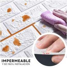 10pzs Panel Pared Decorativo Autoadherible 3D Papel Tapiz Azulejo Relieve Textura Realista Minimalista Contemporáneo Profesional Espuma PE Impermeable Resistente Húmedad Lavable| Claro - Blanco Puro - Ver 12