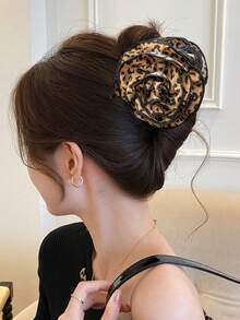 1 pieza Pinza de pelo con estampado de leopardo y flores vintage, adecuada para usar a diario. Pinza de pelo, pinza de mandíbula, pinza de pelo, pinza de pelo, pinza de pelo, accesorio de pelo con flores para mujer para outfits de vacaciones