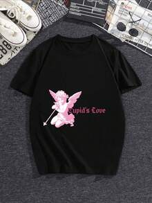 TESOSY Camiseta de manga corta negra con estampado de margarita y texto Quando non riesci a trovare il sole, sii il sole per uso diario y casual