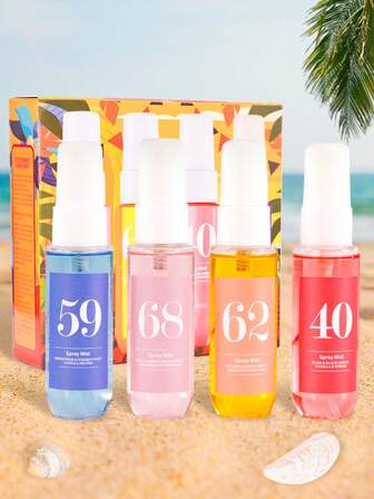 Set di 4 pezzi di Spray Nebulizzatore della Collezione Brasiliana in Confezione Regalo, Edizione Limitata Aromaterapia per Ambienti Interni ed Esterni, Profumatore d'Aria con Fragranza Multistrato che Eleva lo Stato di Beatitudine, Lunga Durata, Essenze Naturali Affascinanti, che Rilasciano Eleganti Note di Vaniglia, Cocco, Fiori, Frutta, Agrumi, Legno e Acqua Marina per Appuntamenti, Feste, Riunioni, Viaggi, Casa, Hotel, Ufficio, Idea Regalo Ideale per Famiglia, Parenti e Amici