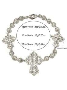 DUBSS 男士镶钻十字手链，5A级立方氧化锆镀层，嘻哈风格，单件装 - 金色 - 查看 2