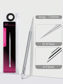 Empujador de cutículas oblicuo de doble cabeza de acero inoxidable de alta calidad, mango mate antideslizante, herramienta de manicura para limpieza de uñas y cuidado de cutículas