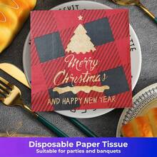 [New Arrivals For Christmas]Christmas Themed 100pcs/Set Disposable Tableware Set, Including 7-Inch Paper Plates, 9-Inch Cardboard, 9-Ounce Cups, Napkins, Suitable For Daily Gatherings, Birthday Parties, Bridal Showers, Baby Showers - Multicolor - View 6