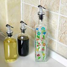 1个/2个装家用厨房浮雕玻璃油瓶，家用油壶，厨房酱油醋调味瓶，2025新款巴洛克风格，防滴漏 - 彩色 - 查看 5