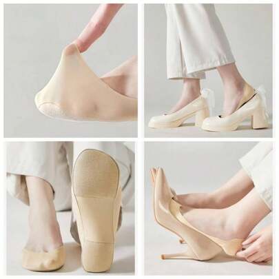 Women's No - Show Socks U2013 Silk Upper With Cotton Cushioned Sole Heel, Non - Slip Low - Cut Liner