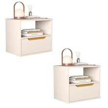 Kit 2 Mesa de Cabeceira Suspensa Jatobá Quarto com 1 Gaveta