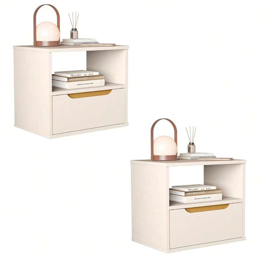 Kit 2 Mesa de Cabeceira Suspensa Jatobá Quarto com 1 Gaveta