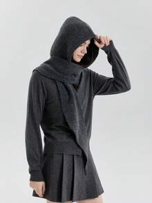 1 Khăn trùm đầu hình tam giác màu trơn cho nữ, chất liệu nylon phong cách đường phố dễ thương, thời trang đa năng và vui tươi, thích hợp mặc khi đi làm trong nhà/ngoài trời, mặc mùa thu/đông - Nhiều màu - Xem 5