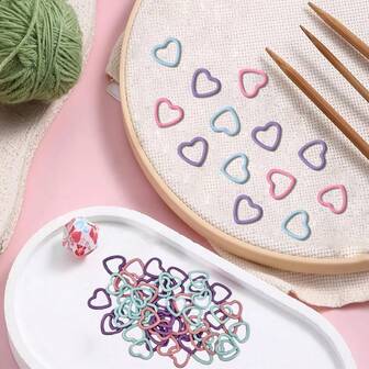 20/30/50/60/70/100 piezas Marcadores de puntada con forma de corazón - Anillos de ganchillo de metal coloridos con forma de corazón, marcadores de punto para tela de costura, ganchillo, costura, punto, manualidades hechas a mano, proyectos de manualidades DIY, accesorios de costura, suministros de punto, regalo ideal para principiantes y personas mayores