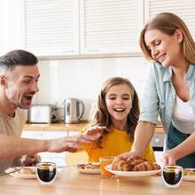 Taza de caf vidrio doble pared de 6 piezas, Premium Set Vasos y Tazas Doble Pared de Vidrio Trmico Borosilicato, taza de espresso, Apto para capuchino, caf expreso, t 6x 350 ml - Clásico 6 piezas - Ver 4