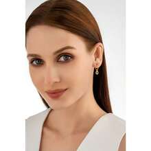 24K Gold Plated 925 Solid Sterling Silver Sleeper Huggie Hoop Charm Earrings For Women Waterdrop Dainty Zirconia Earrings