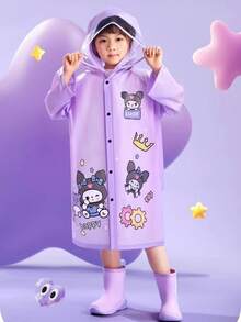 儿童雨衣一件装，带收纳袋，适合小学生，卡通图案，适合幼儿园，长款，大容量收纳袋。