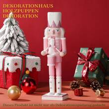 Festliche Atmosphaere Gestaltung 30CM Rosa Kristall Nussknacker Trommler Weihnachten Desktop Deko Figur