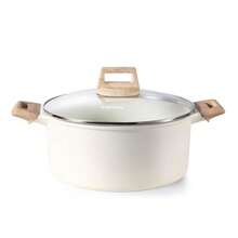 6 Qt Nonstick Soup Pot With Lid Cooking Pot, Easy Clean Non Stick Sauce Pot, Induction Cookware (White)