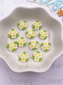 30pcs Mixed Resin Cute Mini Colorful Tri-Leaf Rose Flat Flower Decor, Suitable For Art DIY, Wedding Scrapbooking, Jewelry Crafts And Other Accessories - Random Mixed 1 - View 6