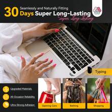 SAVILAND Pro Nail Adhesive Tabs 600 PCS : 30 Days Long Lasting Press On Nail Sticky Tabs 15 Sizes 0.3mm Ultra-Thin Waterproof For Shower Strong Nail Glue Sticker For Press Ons 20 Sheets Home DIY Use - 無色 - 查看 2
