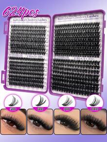 640片装DIY睫毛嫁接套装 - 混合长度10-16mm，包含10D、20D、30D、40D、50D、60D、80D、100D长度，可打造猫眼、角色扮演、俄式浓密、自然、浓密、戏剧性等多种风格，套装包含胶水、封层剂、镊子，适合初学者，0.07mm粗细，D型卷翘，家用。 - 紫色 - 查看 10