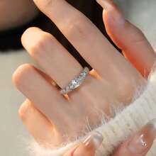1 pieza Anillo de diseño de ojal elegante de plata de ley S925 con piedra de circonita brillante, joyería de alta calidad para mujeres, regalo exquisito para seres queridos