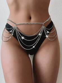 Women's Multi-Layer Crystal Tassel Chain Belt - rhinestones - View 7
