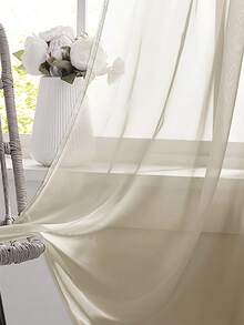 1件纯色薄纱窗帘，现代风格，轻盈透气，保护隐私，适用于卧室、书房、客厅、阳台等场所。100%涤纶薄纱面料，透明轻薄，适用于客厅、阳台及其他窗户装饰，提升房间格调。 - 彩色 - 查看 6