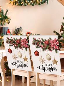 1/2 pieza Funda de silla con estampado de escena navideña de dibujos animados - Impresión doble cara - Funda de silla de comedor extraíble y lavable, adecuada para decoración navideña en restaurantes, hoteles y lugares de eventos