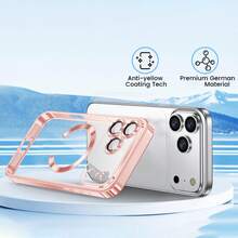 Hadaasi 1 pieza Funda de carga inalámbrica magnética electrochapada transparente compatible con iPhone 17 Pro/17 Pro Max/17 Air/17/16 Pro/16 Pro Max/16 Plus/16/16E/SE4/15 Pro/15 Pro Max/15 Plus/15/14 Pro/14 Pro Max/14 Plus/14/13 Pro/13 Pro Max/13/12 Pro/12 Pro Max/12/11 Pro Max/11/11 Pro