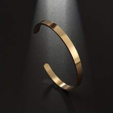 Simple And Exquisite Cuff High Polished Men's And Women's Stainless Steel Bracelet Casual Jewelry - 銀色 - 查看 1