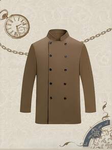 Khaki Long Sleeve Chef Jacket, Skin-Friendly Breathable Durable, Washable & Shrink-Resistant, Double-Breasted Design, Available In Small Size, Unisex, Suitable For Cafes, Fast Food Restaurants, Catering, Bakeries, Hotels, Kitchens, Restaurants, Canteens, Long Sleeve Chef Uniform For Autumn, Winter, Spring - Khaki - View 7