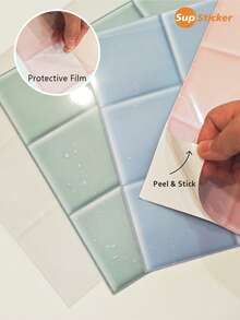 12pcs/Set 5.91x5.91/7.87x7.87inch Fresh Style Home & Kitchen Decor Stickers, PVC Self-Adhesive Faux Ceramic Tile Wall Stickers, Waterproof, Oil-Proof, Easy To Clean, Suitable For Living Room, Bedroom, Kitchen, Bathroom Wall Decor, Cabinet Surface, Furniture Renovation