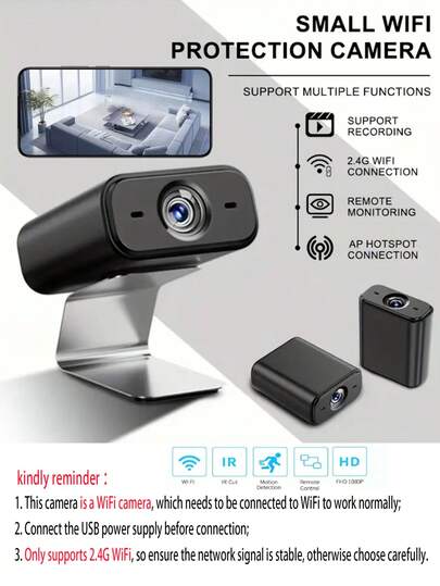 1pc Mini Wireless Slimme Camera, Home Security Camera WiFi, Motion Detection, Not Waterproof, Can View Real Time Via Remote App Monitor, Nanny Cam, Indoor Surveillance Outdoor view 2