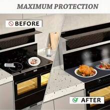 Stove Sovers For Stove Top - Silicone Electric Stove Cover Mat - 28 X 20 Ceramic Stove Guard Stove Top Protector, Heat Resistant Glass Cooktop Cover, Dish Drying Mats For Kitchen - Black - View 5