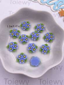 30pcs Mixed Resin Cute Mini Colorful Tri-Leaf Rose Flat Flower Decor, Suitable For Art DIY, Wedding Scrapbooking, Jewelry Crafts And Other Accessories - Random Mixed 1 - View 5