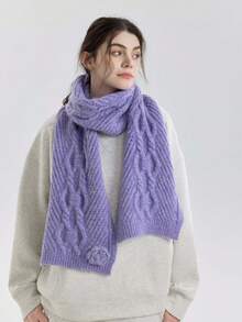 1 szt. damski szalik z dzianiny Rose Twist, mieszanka wełny, elegancki i modny, uniwersalny na jesień/zimę, odpowiedni do noszenia w pomieszczeniach, w biurze, na zewnątrz, na randki