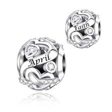 1pc Silver-Plated Heart-Shaped Birthstone Charm Bead Pendant Suitable For European-Style Snake Chain Bracelets, Necklaces, Key Rings And DIY Jewellery Ideal For Ladies' Everyday Wear Perfect As Gifts For Valentine's Day, Mother's Day, Halloween And Christmas