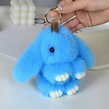 1 件可爱仿兔毛兔子吊坠钥匙扣，毛绒兔子玩偶，可用作包包/钱包装饰 - 彩色 - 查看 18