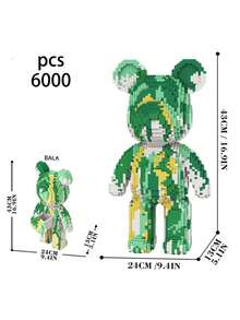 6000 件 DIY 迷你积木模型，组装拼图，星球熊系列，优质材料，附带砖锤，创意玩具，缓解压力，适合作为情人节、生日、节日、圣诞节礼物 - 彩色 - 查看 3