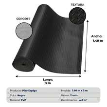 VINILMAX Piso Antiderrapante 1.40 m x 3 m – Superficie Gruesa y Duradera para Áreas de Alto Tráfico y Uso en el Hogar, Ideal para Escaleras, Pasillos, Cocinas, Patios, Gimnasios, Bodegas, Aeropuertos, Estacionamientos, Transporte Público y Protección de Cajuelas o Tapetes de Automóvil - Negro - Ver 7