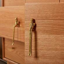 1pc Creative Wardrobe Cabinet Door Pure Copper Little Gold Man Handle, Creative Nordic Style Solid Brass Wine Cabinet Pull Handle, Sculpted Cabinet Pull Handle, Polished Brass Creative Long Handle, Including Installation Hardware, Suitable For Wardrobe Doors, Decorations, Luxury Home Decor | Exquisite Cabinet Knob | Polished Metal, Cabinet Decorative Hardware - Gold - View 3
