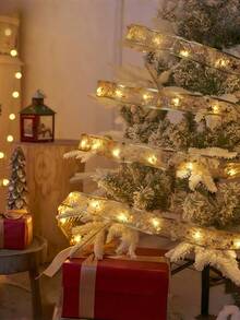1 pièce Guirlande lumineuse décorative de Noël, bandes lumineuses décoratives pour sapin de Noël dorées/argentées, alimentées par batterie, convient pour les décorations de Noël et d'hiver. Guirlandes lumineuses de sapin de Noël, liens de boîte-cadeau, accessoires photo, lumières d'ambiance pour fête de Noël et cadeaux de Noël raffinés.