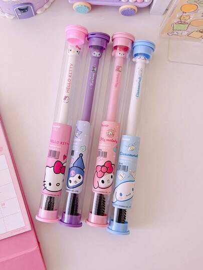 Sanrio 1pc Cat Shaped Soft Bristle Bamboo Charcoal Toothbrush, Adult Household Travel Portable