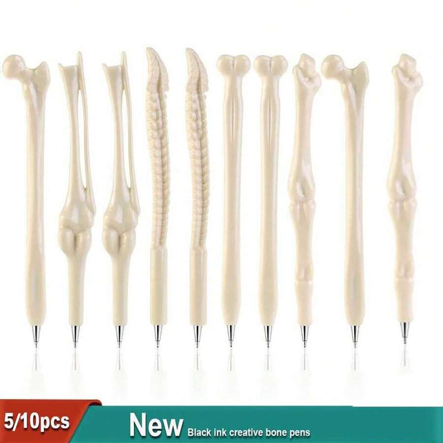 5/10pcs Bone Ballpoint Pen Creative Novelty Pens Black Ink For Halloween Artist Nurse School Office Party