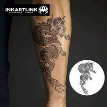 INKARTLINK Hình xăm công nghệ cách mạng, Hình xăm bán vĩnh viễn, Hình xăm rồng truyền thống Trung Quốc, Hình xăm chân thực, Hình xăm ấm áp, Hình xăm tạm thời, Hình xăm giả, Không thấm nước, Hình xăm chân thực, Hình xăm thiết kế độc đáo - màu đen - Xem 2