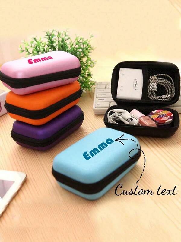 1 pieza Bolsa de almacenamiento portátil y personalizable, organizador de cargador de teléfono móvil y cable de datos, cartera con cremallera, organizador de cargador USB y auriculares, estuche para disco duro portátil y auriculares, estuche de carga portátil, cargador de viaje, estuche para auriculares escolares y universitarios, bolsa para electrónicos, estuche para batería portátil