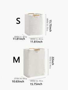 1 件大号和小号亚麻可折叠洗衣篮，便携式手柄脏衣服收纳箱，适用于卧室浴室，多功能洗衣篮，可容纳 T 恤、衬衫等家居用品 - 米色 - 查看 7