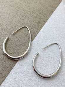 Elegant Stainless Steel Hollow Water Drop Design Hoop Earrings, Suitable For Women Casual Wear