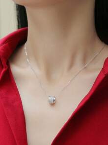 1 pieza Hermoso collar con colgante de circonita cúbica para mujer, regalo del Día de San Valentín, joyería de boda