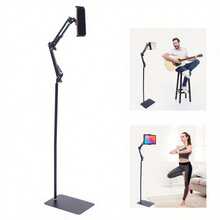 Tablet Floor Stand IPad Stand Adjustable Universal Stand Adjustable Floor Tablet Holder 360° Rotating Mobile Phone135 Cm For IPad, Tablets, Phones Or Other Devices - Black - View 1