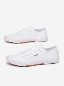 Women's Casual Canvas Sneakers - Soft & Comfortable For Everyday Wear - White - View 5