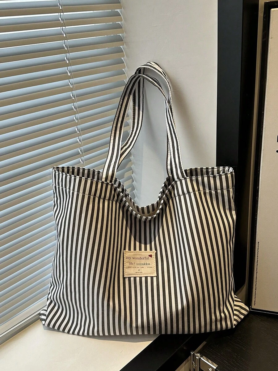 Modische, lässige gestreifte Dekor Damen Schultertasche mit großer Kapazität, perfekt für Hochschulabsolventen & Büromitarbeiter, geeignet für Büro, Universität, Arbeit, Geschäft, Pendeln, Outdoor, Reisen