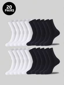 5pcs/10pcs/20pcs Couple Sports & Casual Crew Socks, Suitable For Daily Wear, Indoor & Outdoor, Fall